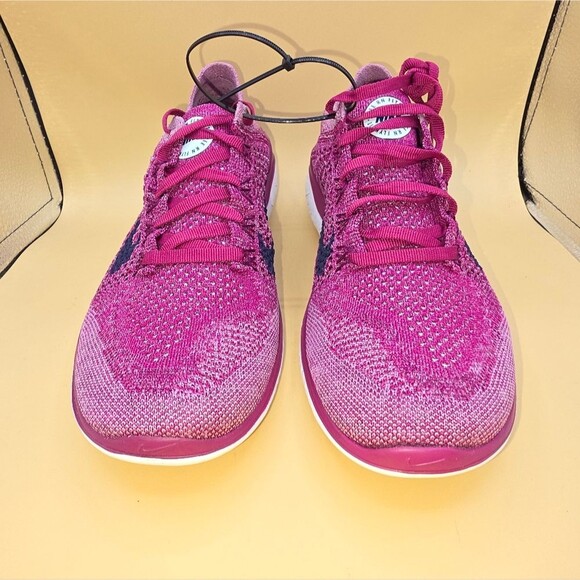 Women’s Nike Free RN Flyknit Size: 9.5 Raspberry Red/Blue - Picture 5 of 11